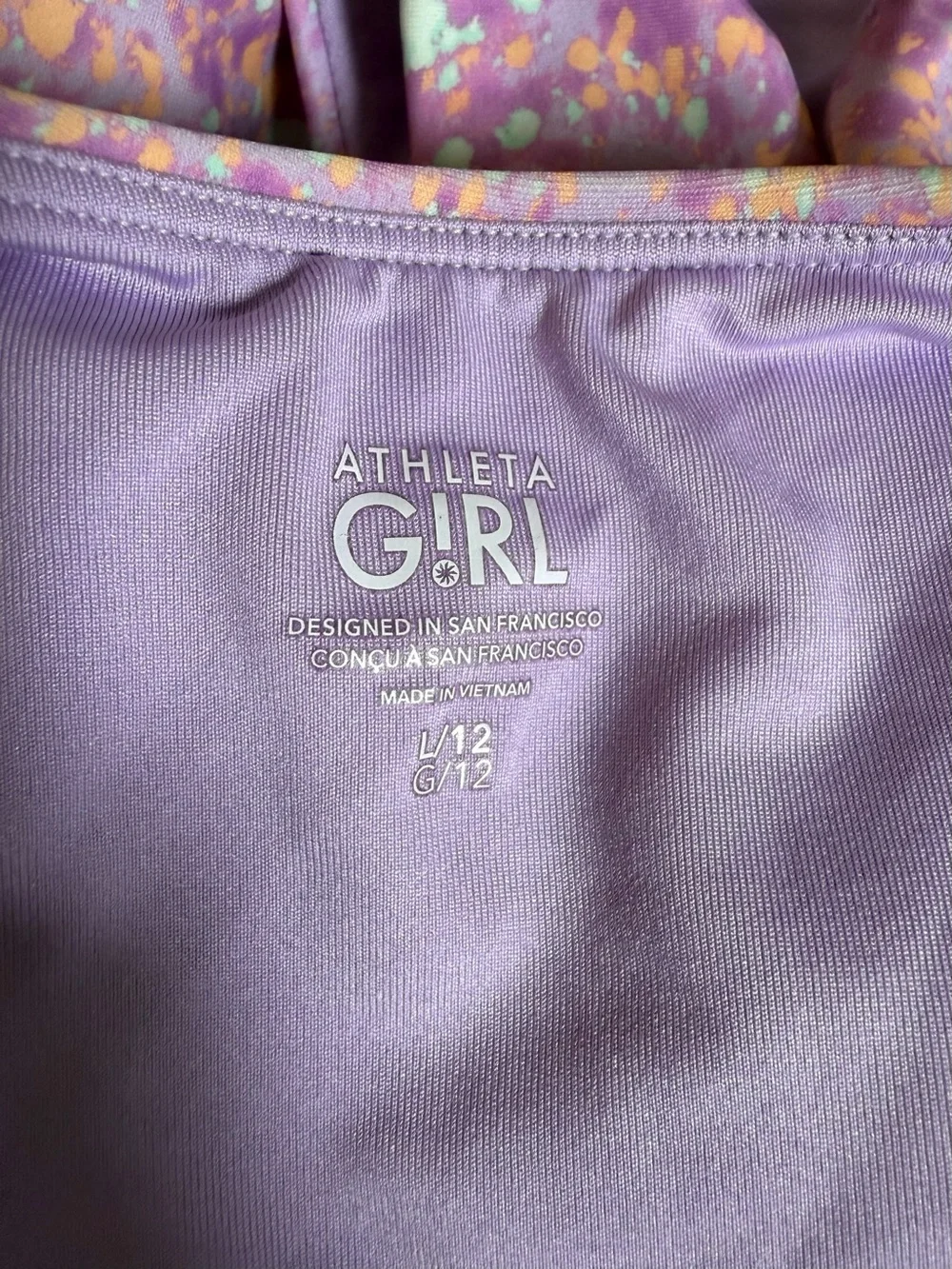Athleta Girls' Purple One-Piece Swimsuit with Multicolor Speckle